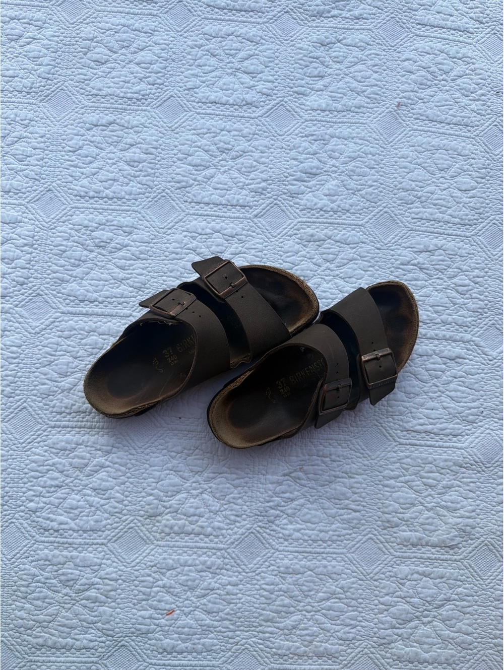 Birkenstock Arizona Brown Leather Slide Sandals Size 37